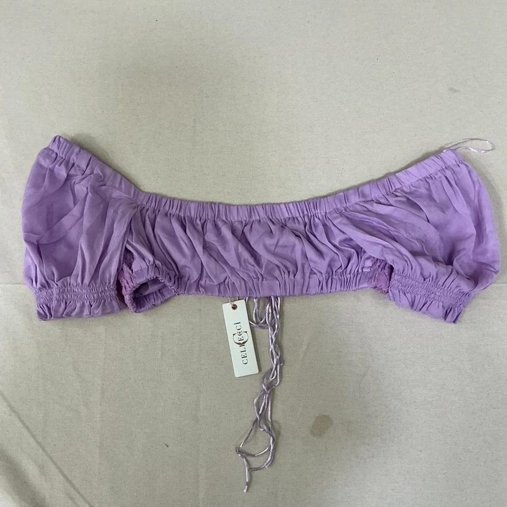 CELLECI lavender‎ lace crop top_2